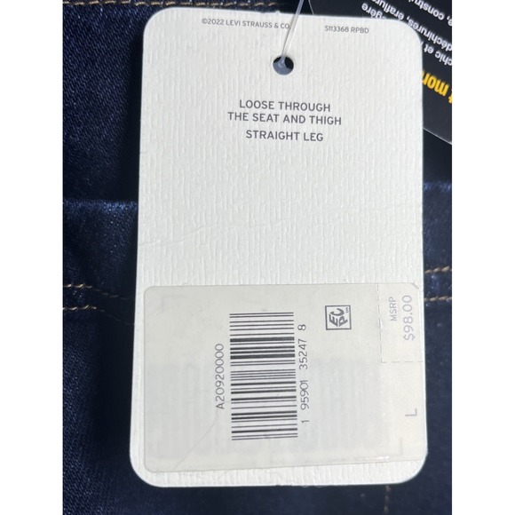 New Levi's Men Denim Bib Overalls Baggy Loose Fit Straight Leg Dark Wash LG NWT - Picture 7 of 8